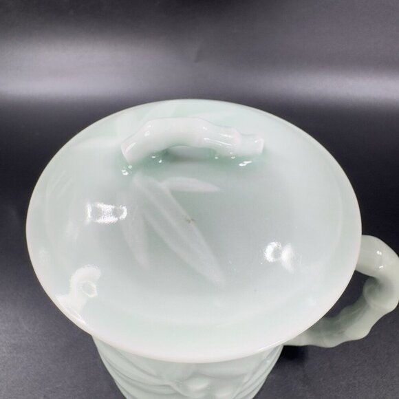 Gardener's Eden Coffee Mug Cup Light Green Embossed Bamboo Celadon Green Set 2 - Picture 6 of 15